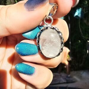 Vintage Sterling Silver Rose Quartz Pendant .925